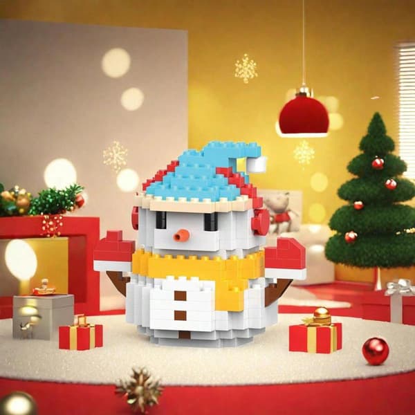 Santa Design Byggeklodssæt - Jule-tema Mini Klodser med Figurer, DIY Julepynt & Strømpefyld Christmas Tree