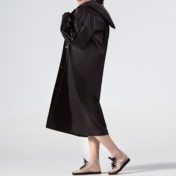 EVA Vuxen Regnjacka Bärbar Utomhus Rese Regnkläder Unisex Thicken Vattentät Andas Elastiska manschetter Cover med huva Black