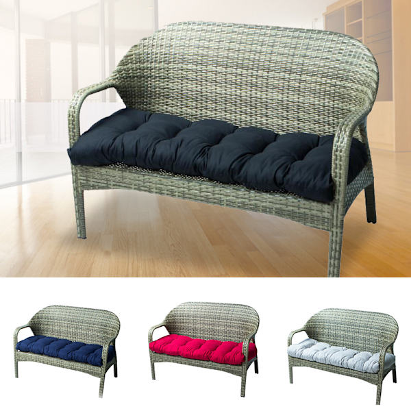 Mjuk bänkkudde med fast knyt lång rektangulär gungkudde för solstol Trädgårdsmöbler Solstol 130*50cm Solid Black