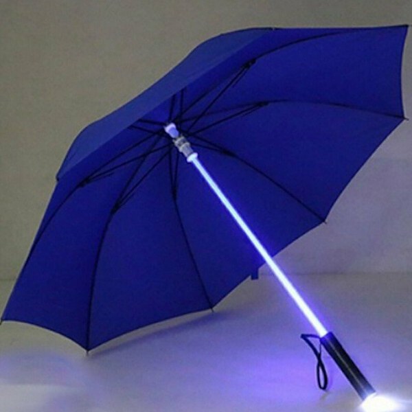 LED Paraply Lightsaber Light Up Paraply 7 färgskiftande golfparaplyer vindtät Blue