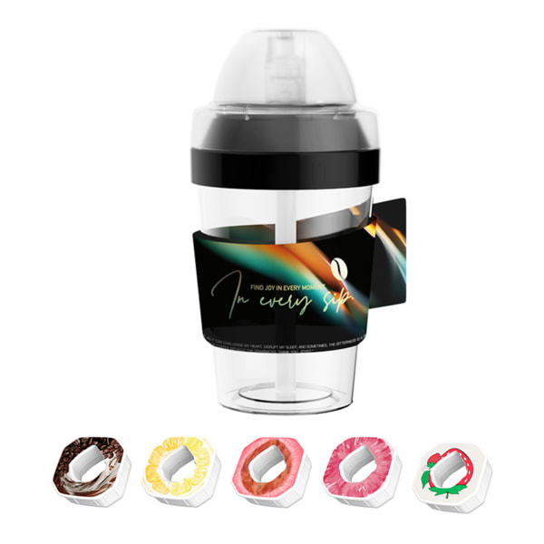Sport Halm Mugg Med Doftringar Mode Stor Kapacitet Flaska För Camping Picknick Black