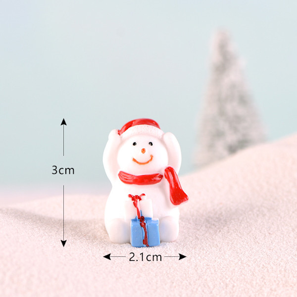 Jultema DIY Mini Miniatyrfigur Trädgårdsinredning Jultomten Snögubbe Mikrolandskap för juldekoration Gift Snowman No. 6