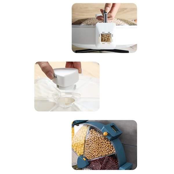 Väggmonterad risdispenser Roterande organizer Torrmatsdispenser Förvaringslåda för kök White