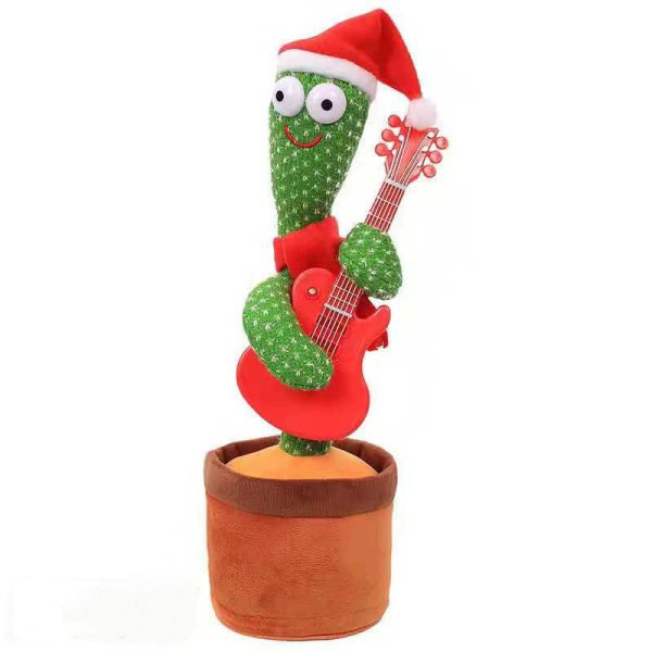 Elektrisk kaktus plyschleksak Supersöt Pratar Inspelning Dans Kaktus Nyhet Presenter för barn 120 English Batteries Christmas Hat   Guitar