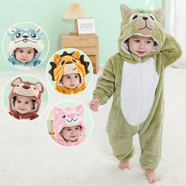 Barn Flanell Plysch Overall Söt Cartoon Djur Design Huva Onesie Pyjamas Yellow Hedgehog 90