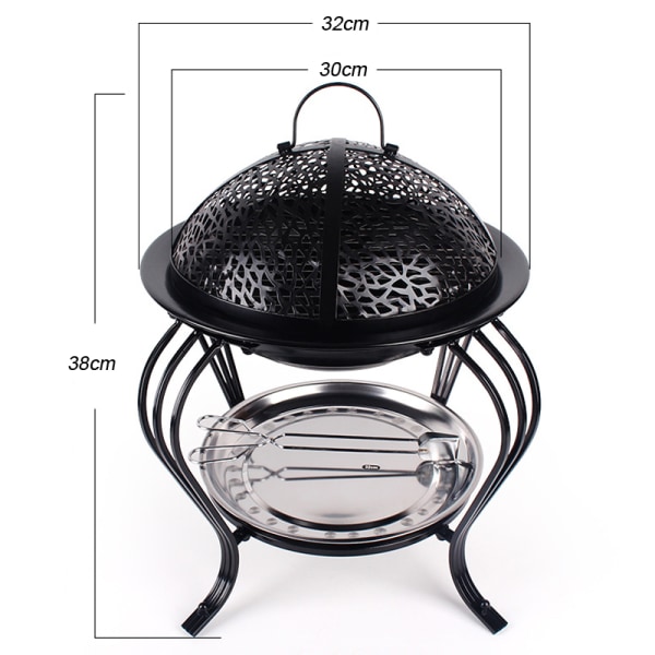 Hushållsgrill Avtagbar grillstomme Grillgrill Field Grill Brazier Rund gryta Small Grill Complete Set