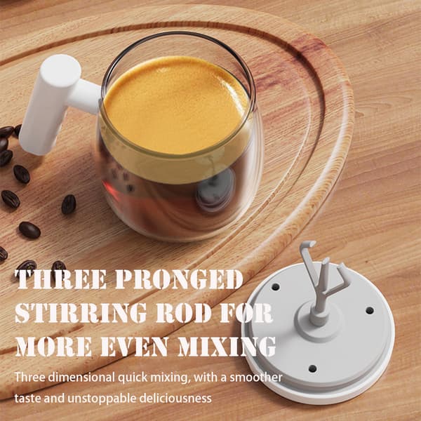 Trådlös elektrisk självomrörande kaffemugg i glas Multi-purpose vattendrickskopp för hemmakök kontor White