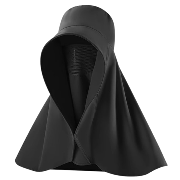 Sommerhatt med bred brem for kvinner, utendørs stor UV-beskyttelse sjalhatt med ansikts- og nakkebeskyttelse klaff strandhatt Black