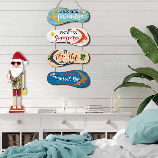 Beach Santa Wood Nötknäppare Stora unika dekorativa prydnader för festlig julbordsdekor Ll0049