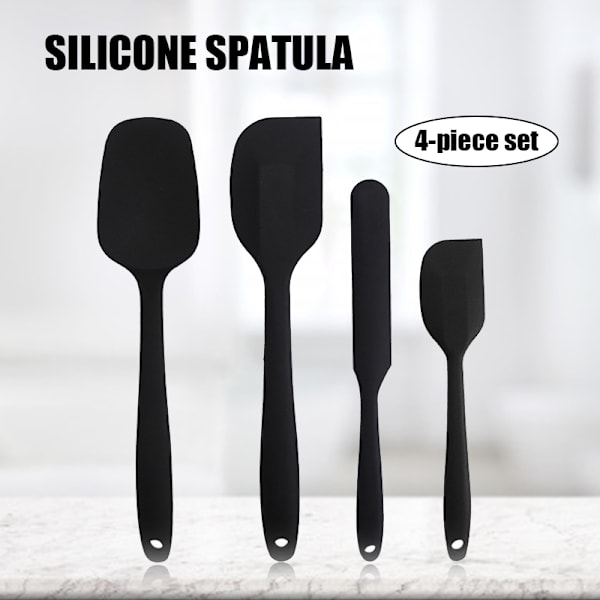 4st livsmedelsklassad silikonspatel Hög värmebeständig non-stick diskmaskin Säker BPA-fria köksredskap för bakning Black