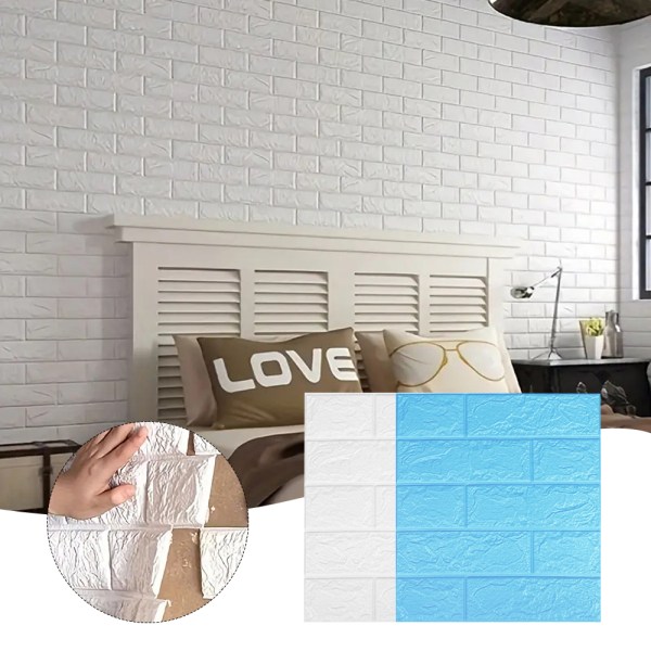 3D-tegelmönster väggklistermärken set avtagbara bakgrundsklistermärken för hem i sovrummet White 10pcs