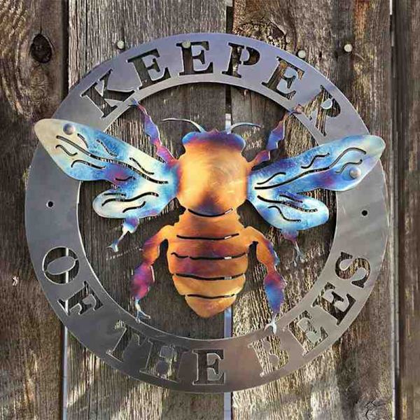 Keeper Of The Bees Metallkonstdekoration Kreativ Smidesjärn hängande prydnad för hemträdgård innergård 3