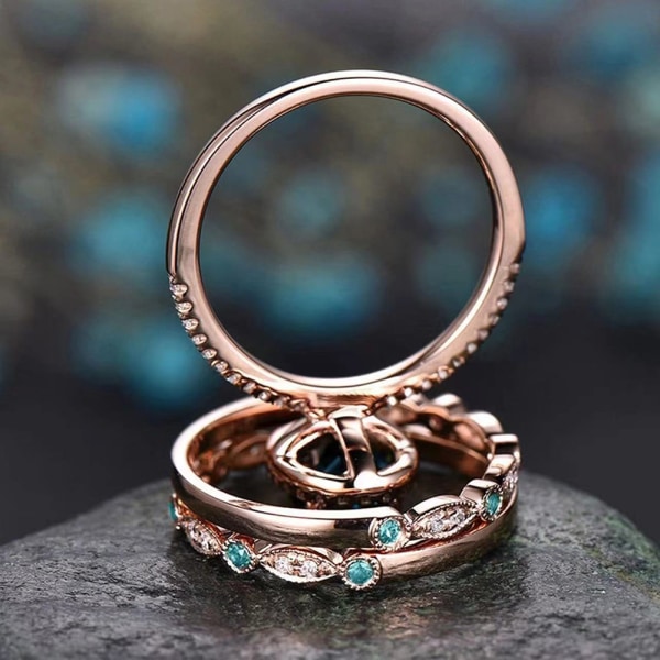 3st glänsande vintage ovala ringar set snygga fingerringar Förlovningsbröllopspresenter 11