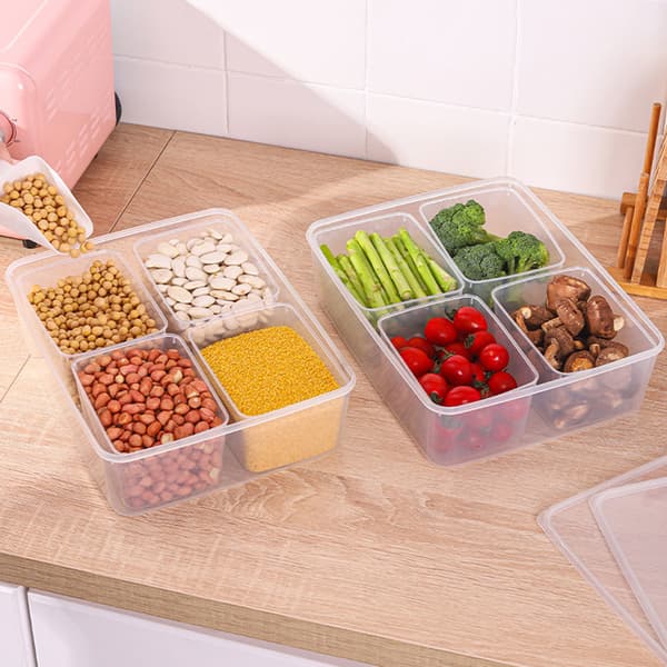 Multipurpose 4 i 1 konserveringsbox Set förseglad kyld organizer med lock Transparent