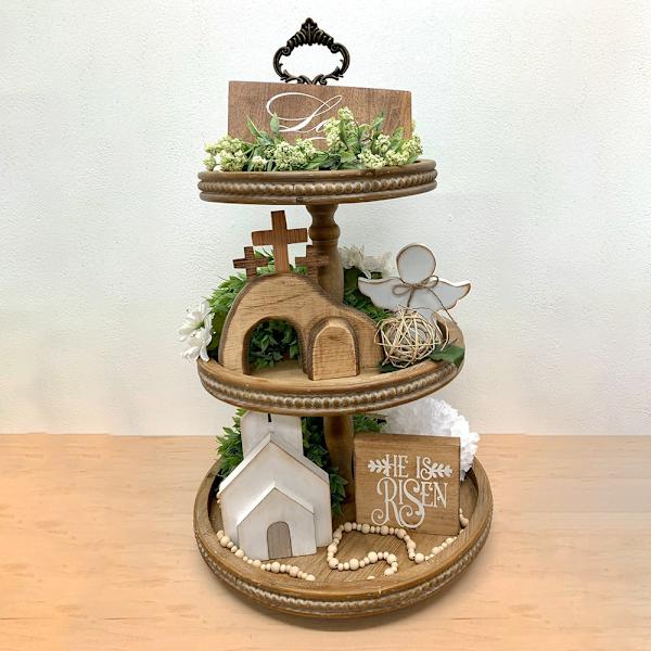 Jesus Tomb påsk bricka Bundle Kit Scen Ornament Trästaty Heminredning A