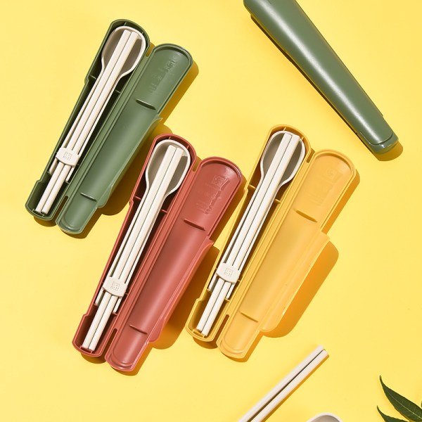 Bärbara redskap Set Portable Camp Återanvändbar rostfritt stål/harts bestick för utomhusbruk Red Pp Resin