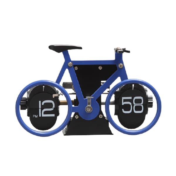Flip Clock Cykelformad Retro Flip Down Clock 12 timmar AM/PM Visa stor klocka för HomeOffice Decor Blue