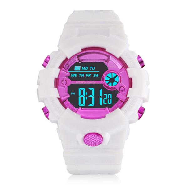 Digital watch för barn Sport utomhus LED-klockor för pojkar, flickor, multifunktionella barn, casual , elektroniska lysande klockor White Blue