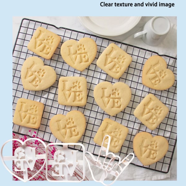 Cookie Cutter Stämpel Alla hjärtans dag Kärleksprägling Imponera pressande stencil Bakverktyg för kex gör-det-själv hantverk I Love You Gesture