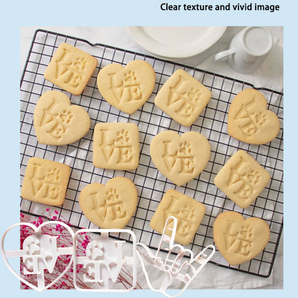 Cookie Cutter Stämpel Alla hjärtans dag Kärleksprägling Imponera pressande stencil Bakverktyg för kex gör-det-själv hantverk Square Heart