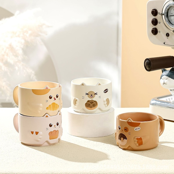 Japansk Tegneserie Kat Krus Sjovt Sød Stabelbare Katte Krus Gave Til Elskere Venner Apricot Bread