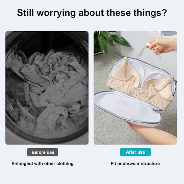 Underware Mesh tvättpåse Anti-deformation bysthållare rengöringspåse för tvättmaskin Blue Edge Style