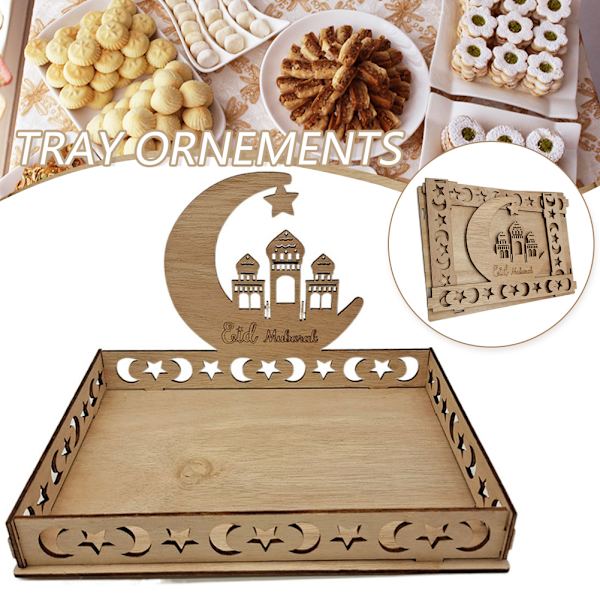 Ramadan Träbricka Eid Tallrikar Ramadandekorationer Serveringsservis