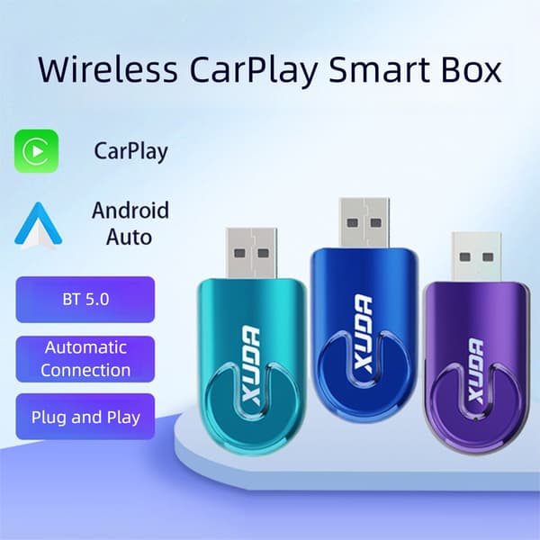 Langaton Carplays-sovitin Android Auto 2 in 1 Älykäs USB-dongle Mini Kompakti Carplays-muunnin Sky blue