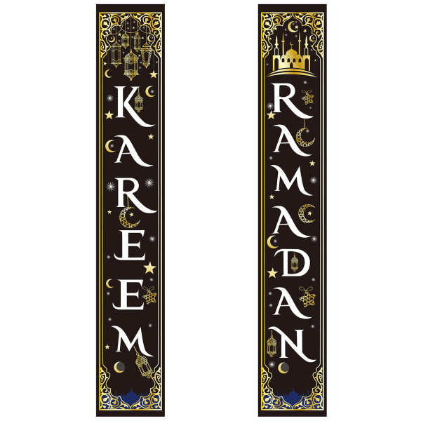 30*180cm 2 i 1 Ramadan Eid Mubarak Dörrbanner Dörrdekorationstillbehör för inomhusbruk A101