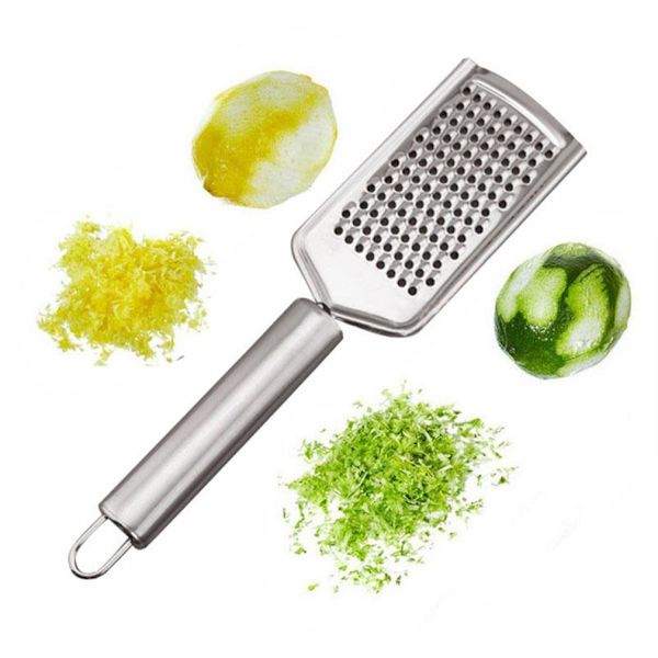 Multifunktionell ost i rostfritt stål Citron Fruktskalare Strimlare Mini Kryddrivjärn Frukt Grönsaksverktyg Light Gray
