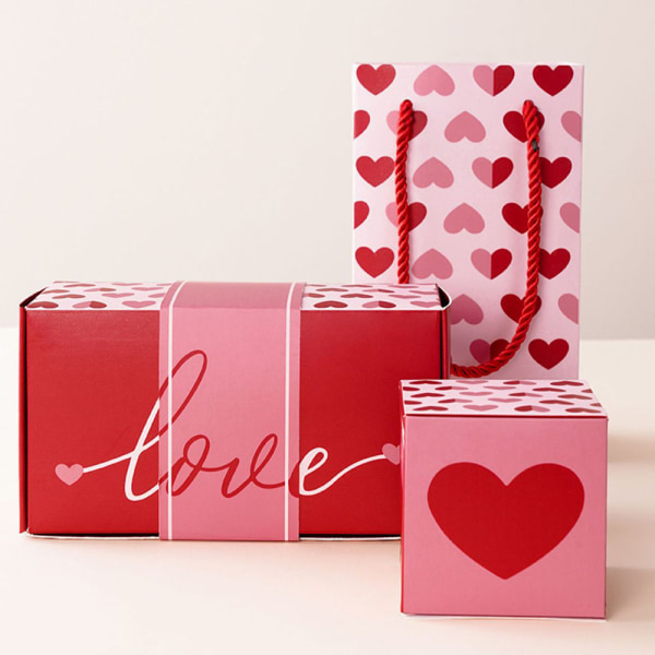 2024 Valentine studsar Röd paketlåda Vikbar Fashionabla studsar Röda kuvert för present 10 Boxs