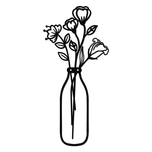 Metall väggkonstdekoration lätt blomma i kruka kreativ prydnad för vardagsrum kök sovrum Three In A Set