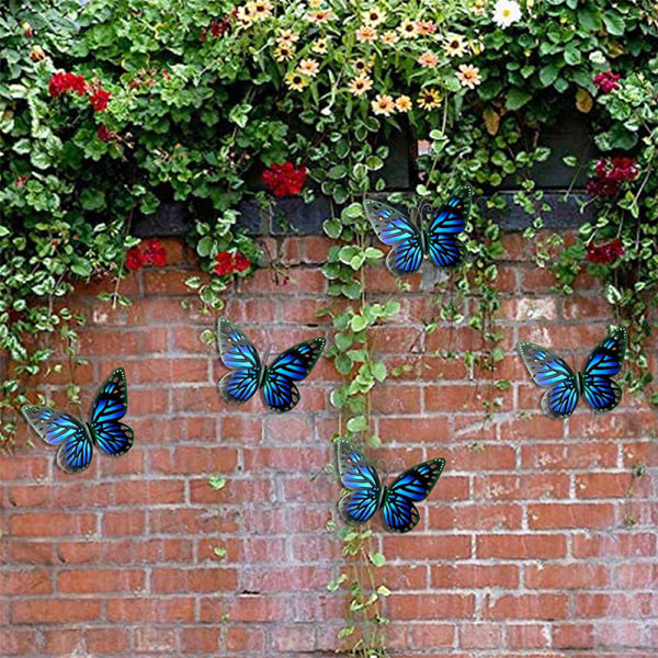 Väggdekoration Fjärilsdekorationer Smidesjärn Vägghängande hantverk Dekor för hemträdgård sovrum Blue