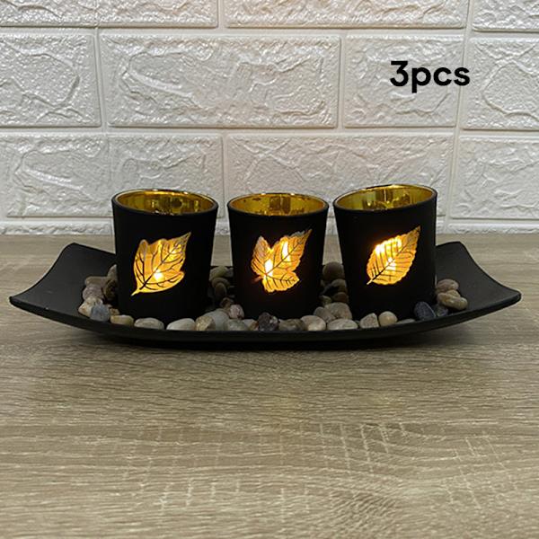 Chic Rustik stil Ljusstakar Romantisk Valentines Dekorativ För Soffa Matbord Center Dekor Black 3pcs