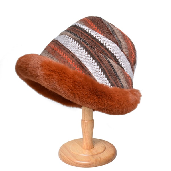 Hörselskydd för kvinnor med hink Fiskarhatt Förtjockad Vinter Kyltäta hattar för utomhusaktiviteter Caramel