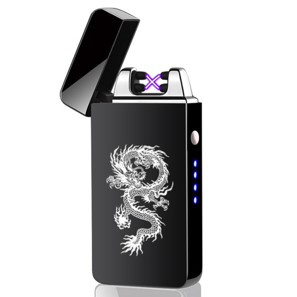 USB Uppladdningsbar Flameless Lighter Bärbar vindtät Fingerprint Touch Lighter Blue Dragon Map