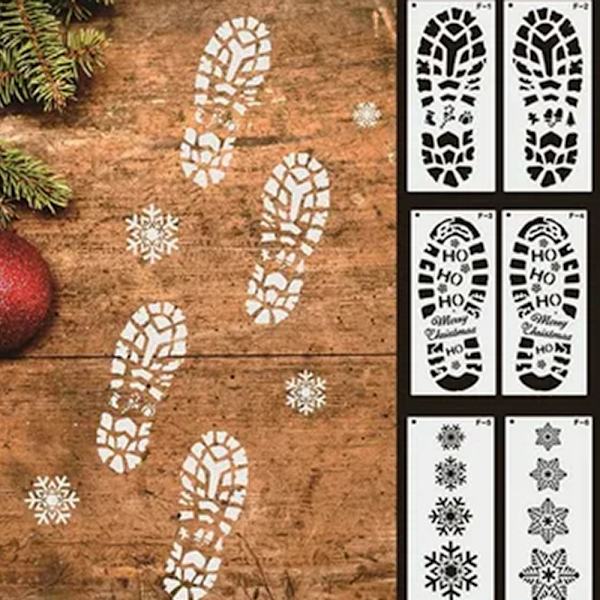 Christmas Footprints Mall Personlig lätt att torka snöflinga gör verktyg för golv 6PCs