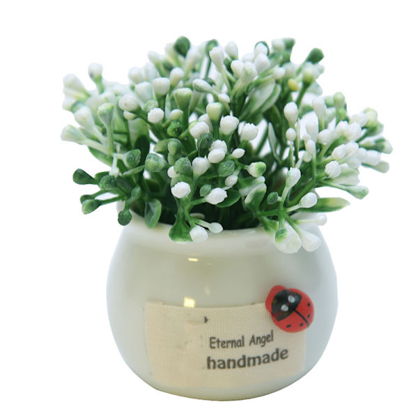 1 st Konstgjorda minikrukväxter Heminredning Lucky Fruit Bonsai Krukblommor Rice Cracker White