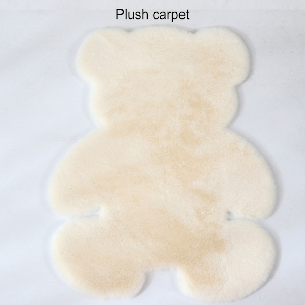 Söt djurformad matta konstgjord fluffig tecknad björnformad matta Faux kaninhår för hemmet sovrum Vardagsrum Golden 45cm*60cm