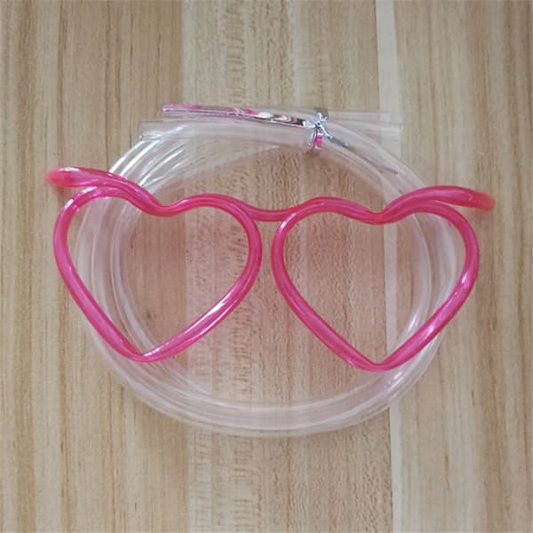 Roliga glasögon sugrör Flexibla mjuka sugrör Pink