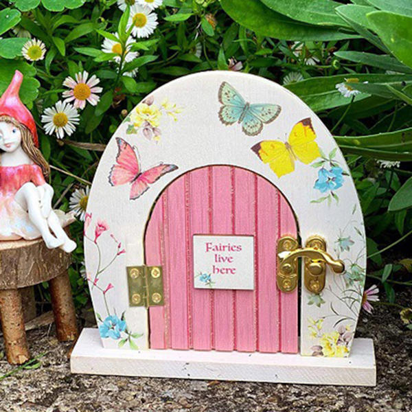 Miniatyr trä Fairy Door Feer Festtema Dekorationer Trädgård sovrum Tillbehör Present för barn