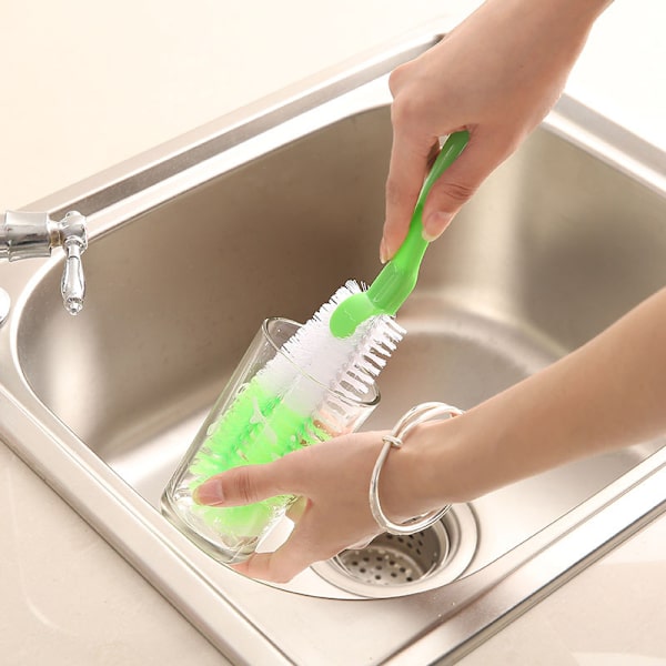 Svamphuvud Rengöringsborste Långt skaft Hängande mjuk flaska Scrubber Rengöringsborste för kök Green