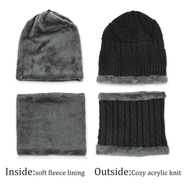 Vinter varm mössa Halsdukshandskar set Unisex vinter varm stickad mössa Halshandske för män kvinnor Wine Red Two piece Suit