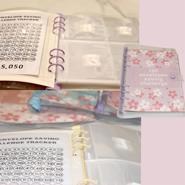 100 kuvert utmaningar anteckningsbok med cover Spara 5050 dollar på 100 dagars sätt present till födelsedag Pink
