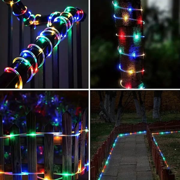 7m/12m/22m 8 lägen Solar Light String Multipurpose Vattentäta lampor för trädgårds uteplatser Warm Light 22m