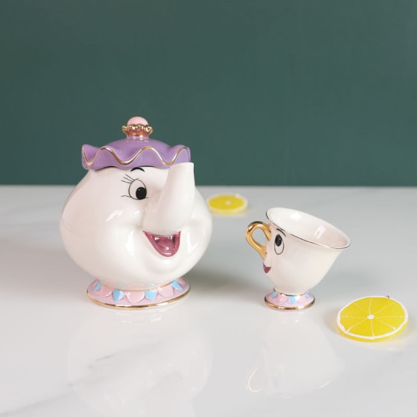 NYHET Beauty And the Beast Mrs. Potts Chip Tekanna Set Tekannor Mugg Härlig julklapp Beauty And The Beast - Single Pot