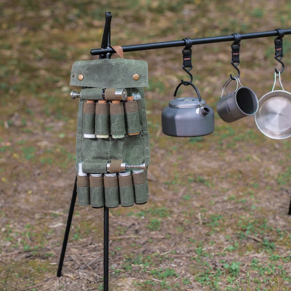 Utomhusresor Kryddsats med 12 delar hängbar Multi Spice Container Bag för picknick Army Green