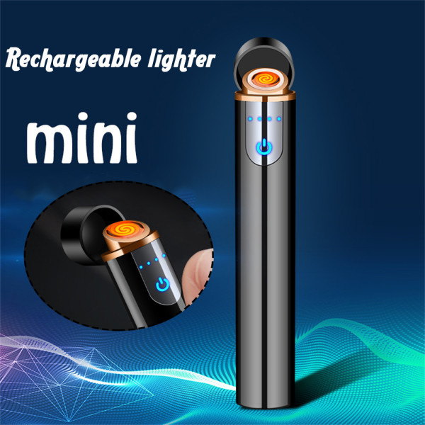 Mini Touch Sensor Flameless Lighter Bärbar USB Uppladdningsbar vindtät tändare White