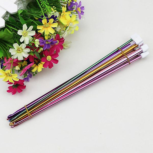 11 st/set Virkade Krokar Nålset Blandade Färger Tunisisk Afghan Aluminium Sticknålar Verktygssats Multicolour