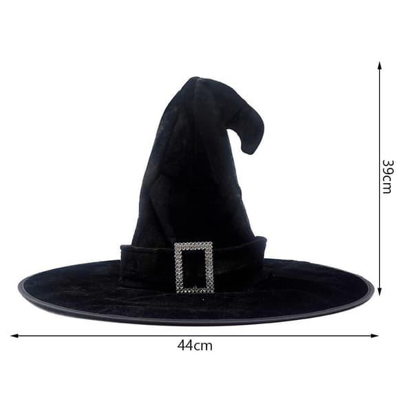 Halloween böjd hornhatt Festhatt Häxhatt Trollhatt Garnhatt Printed Pumpor Hat Black Tip Hat Black Webbing With Silver Buckle Angled Cap